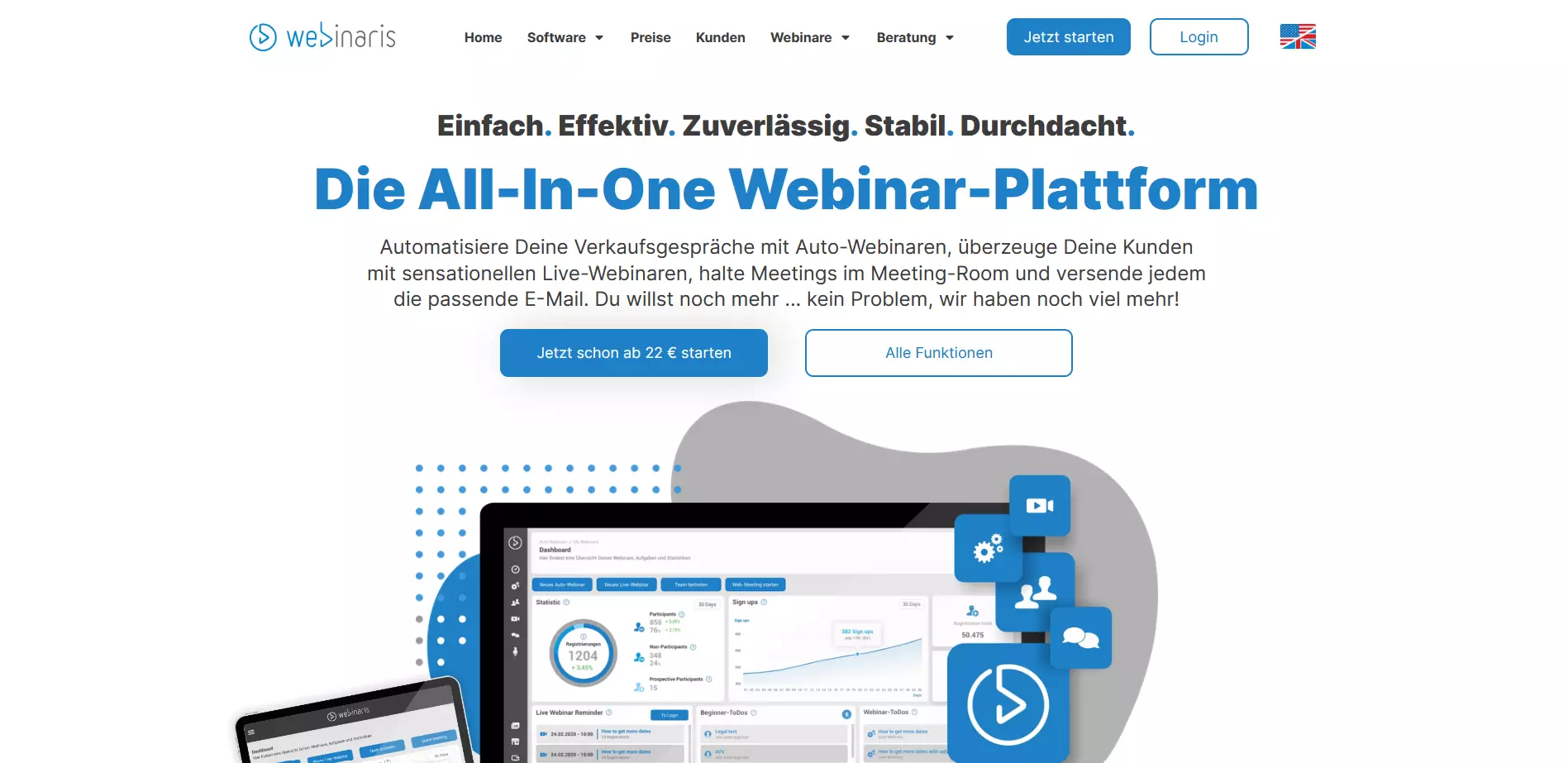 Homepage von Webinaris