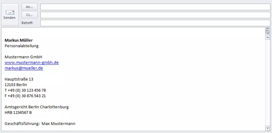 Geschäftliche E-Mail Signatur