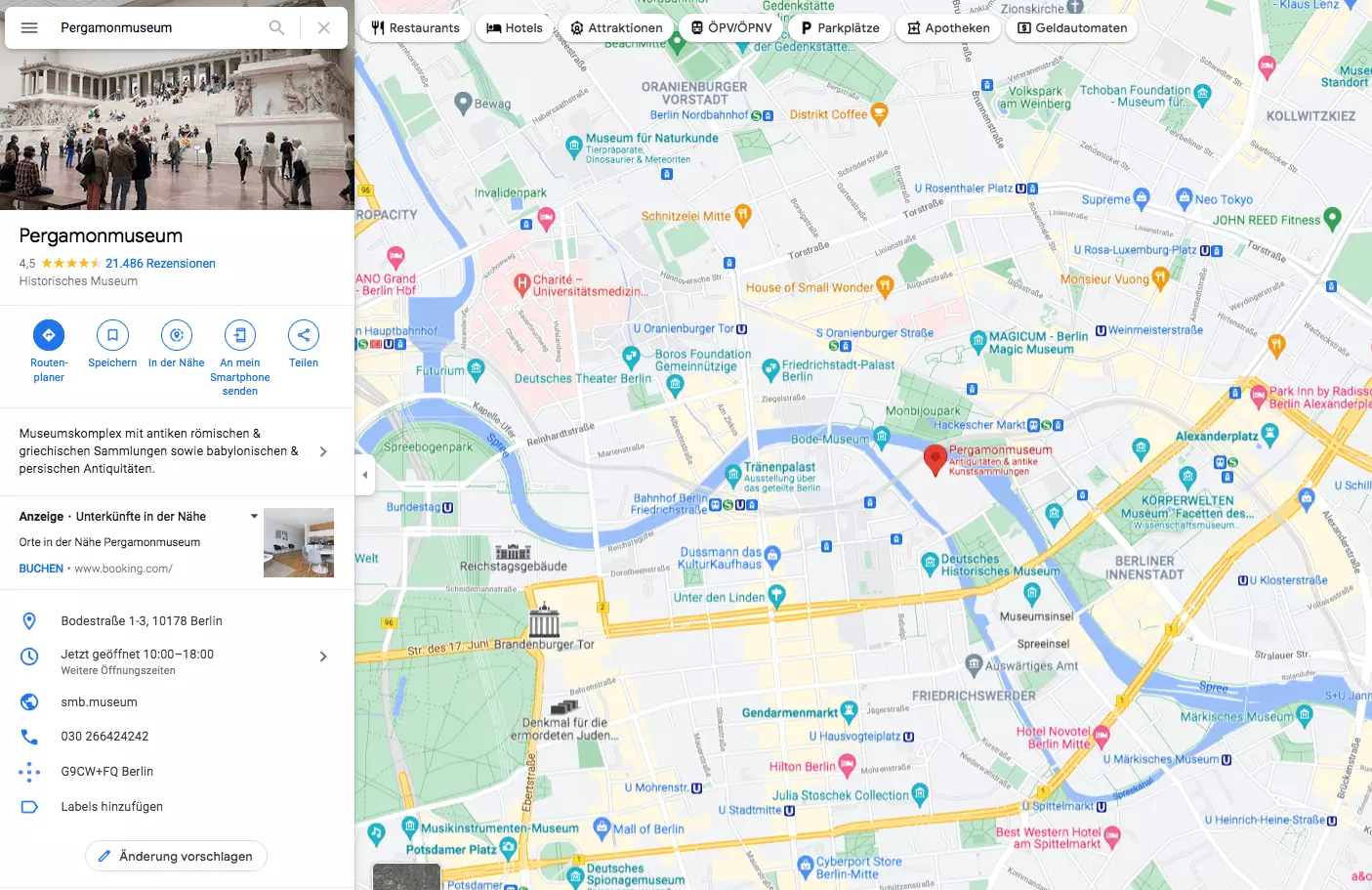 Screenshot einer Karte auf Google Maps