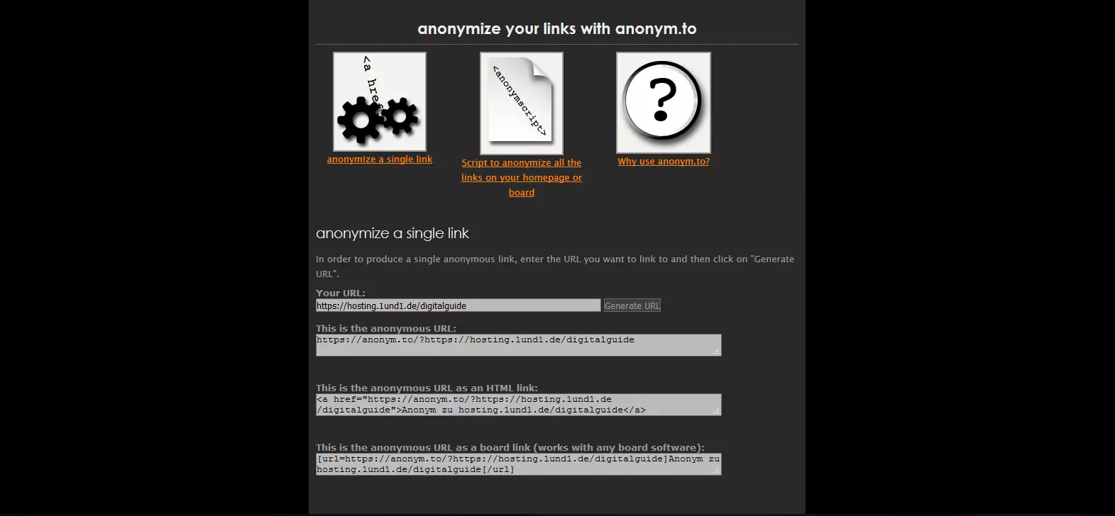 Links anonymisieren mit anonym.to