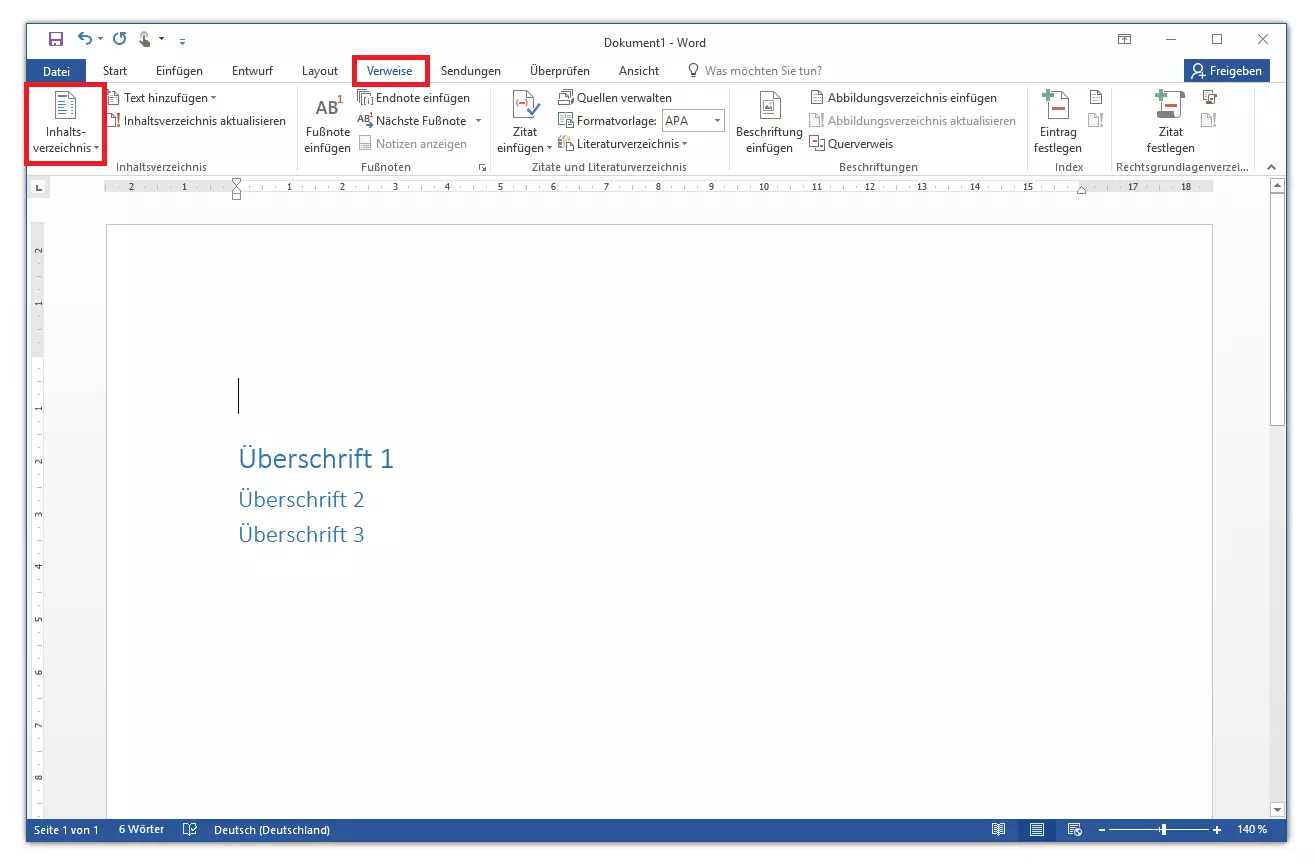 Microsoft Word 2016: Verweise