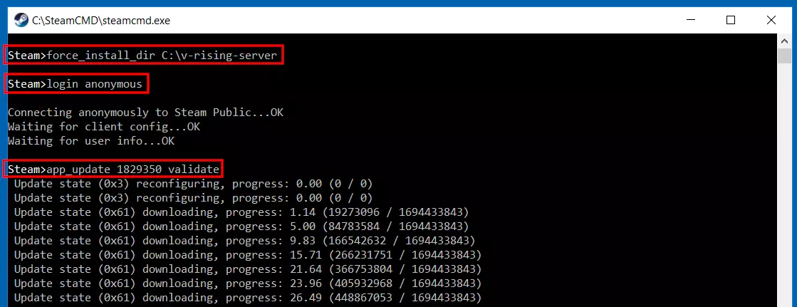 V Rising: Installation der Server-Anwendung via SteamCMD