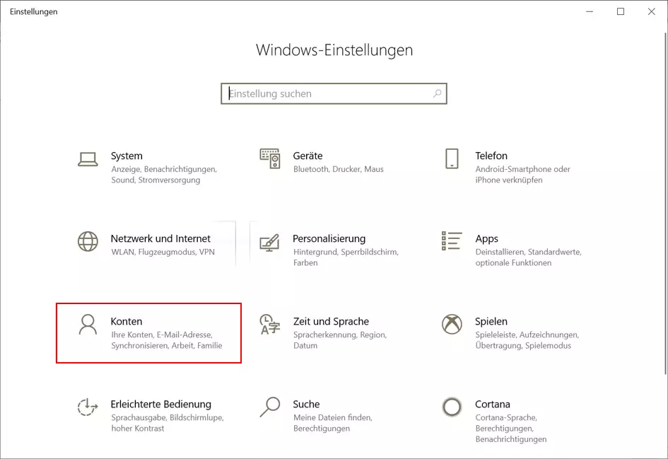 Windows-10-Systemeinstellungen