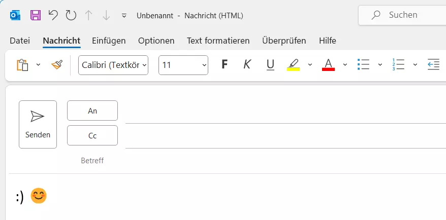 Outlook: Smiley in zwei Varianten