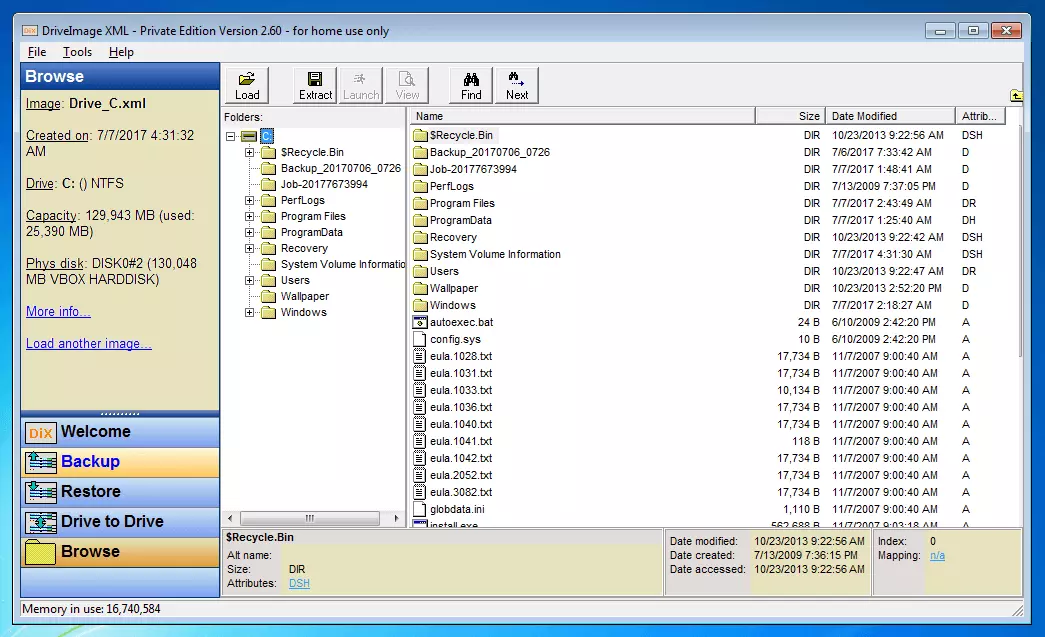 DriveImage XML 2.60: Browse-Funktion