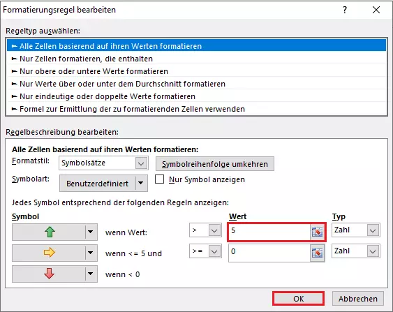 Excel: Formatierungsregel bearbeiten