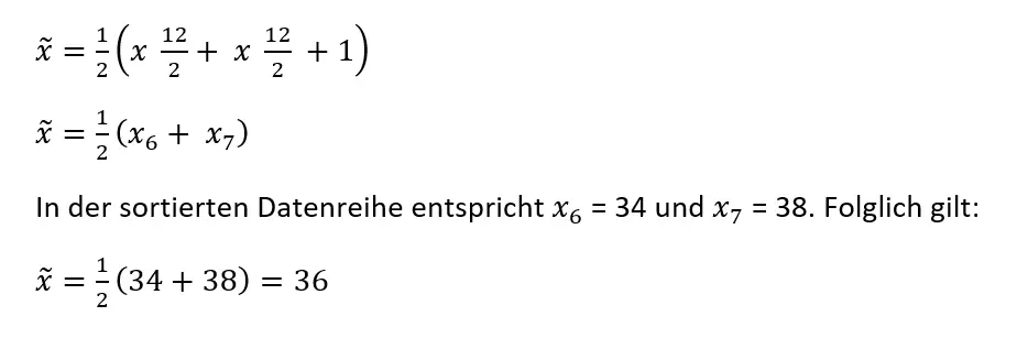 Median-Berechnung: Beispiel mit gerader Anzahl von Werten