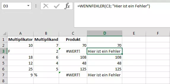 WENNFEHLER erzeugt einen Kommentar bei einem ERROR