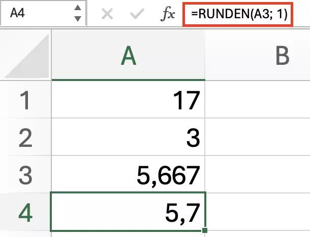 Excel: RUNDEN-Funktion