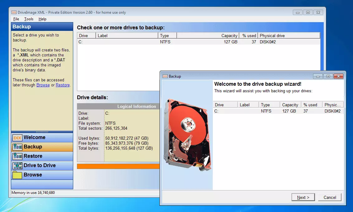 DriveImage XML 2.60: Der Backup-Wizard