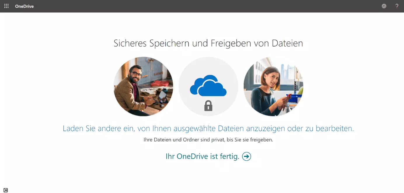 Ansicht des Cloudspeichers OneDrive