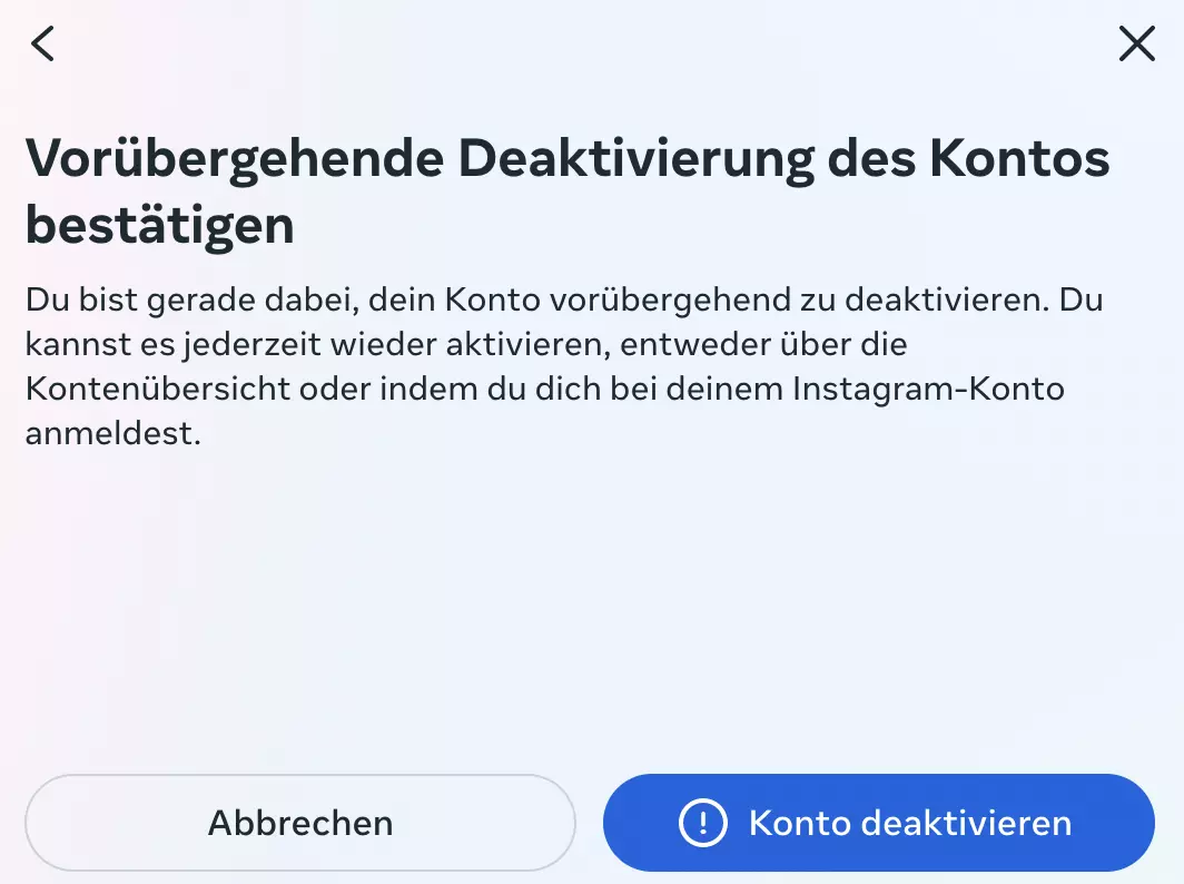 Deaktivierung bestätigen