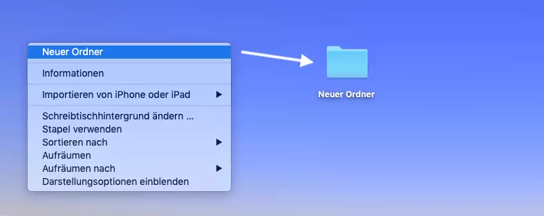 Mac: Neuen Ordner erstellen: Zweite Methode 