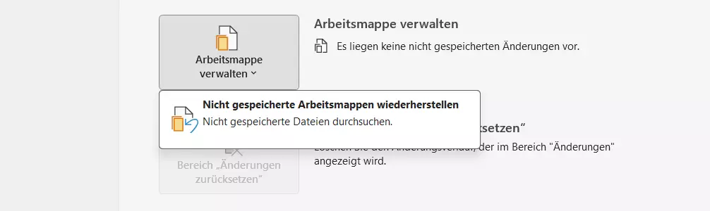 Excel: Nicht gespeicherte Arbeitsmappen wiederherstellen