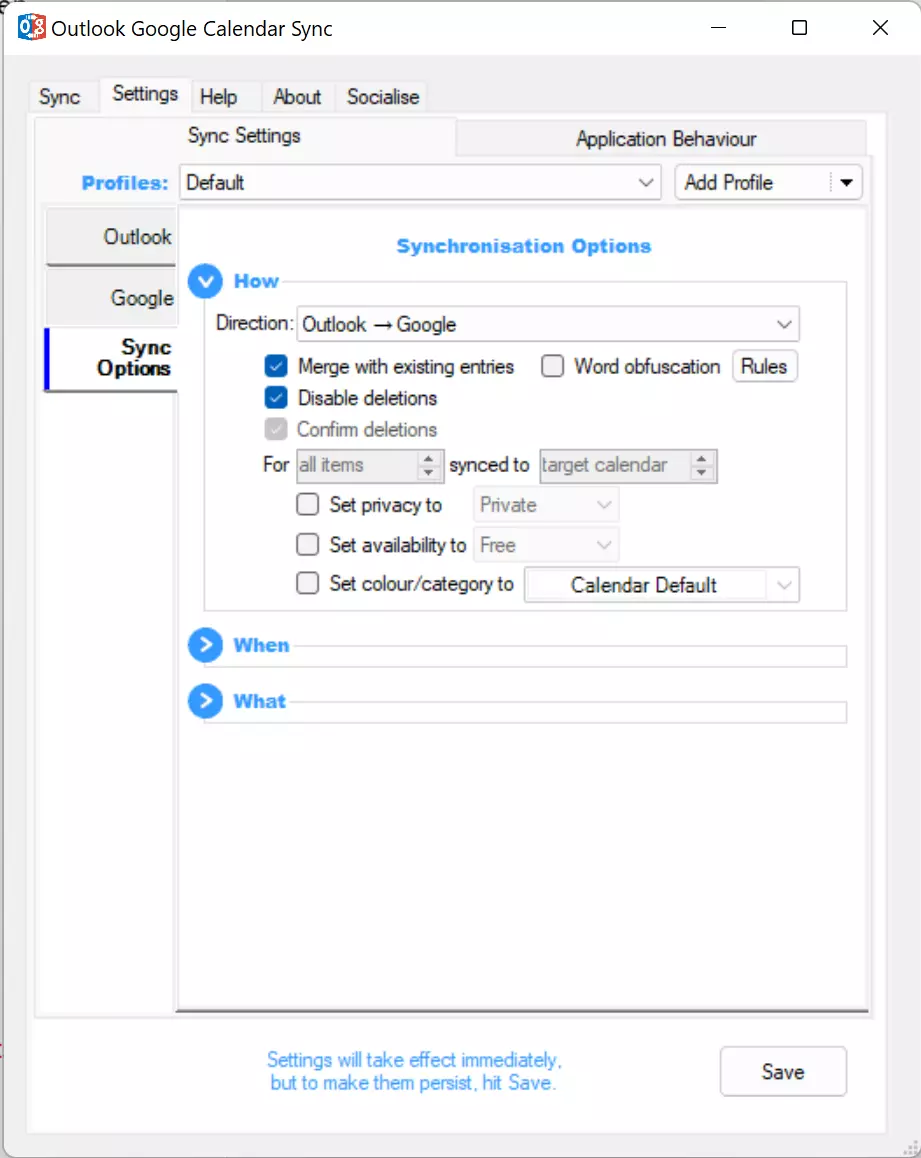 Outlook Google Calendar Sync: Synchronisierungsoptionen