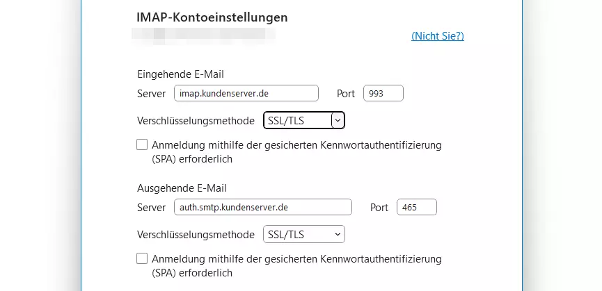 IMAP-Kontoeinstellungen in Outlook