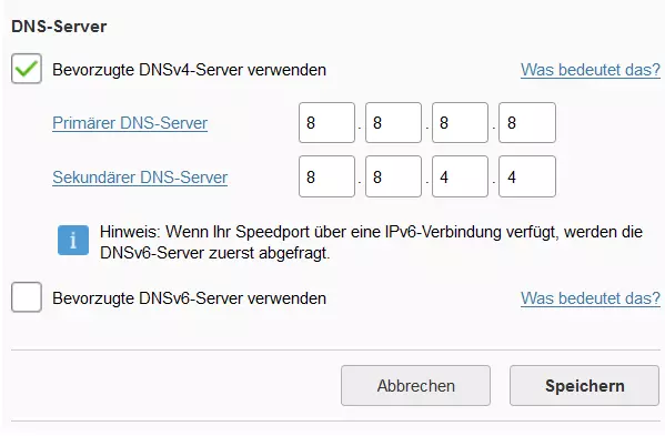 DNS-Server im Router-Webinterface (Speedport) ändern