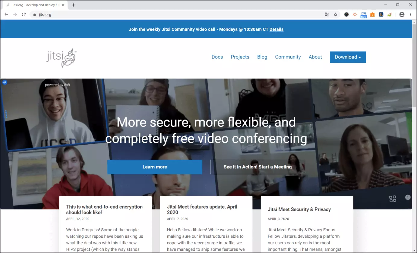 Website des Videotelefonie-Anbieters Jitsi Meet