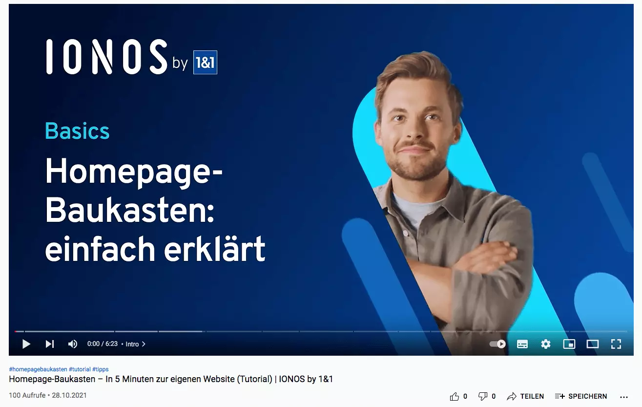 Screenshot eines YouTube-Videos mit Teilen-Button