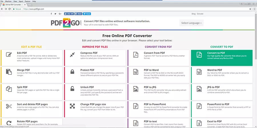 PDF2GO-Startseite