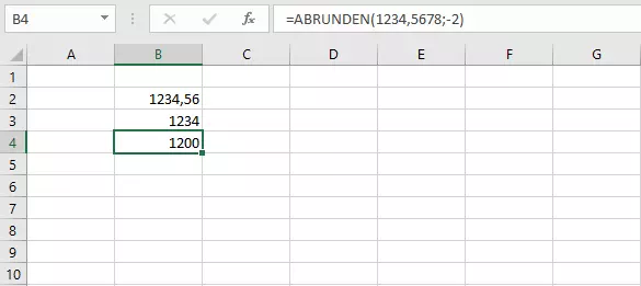 Einfache Version der ABRUNDEN-Formel in Excel