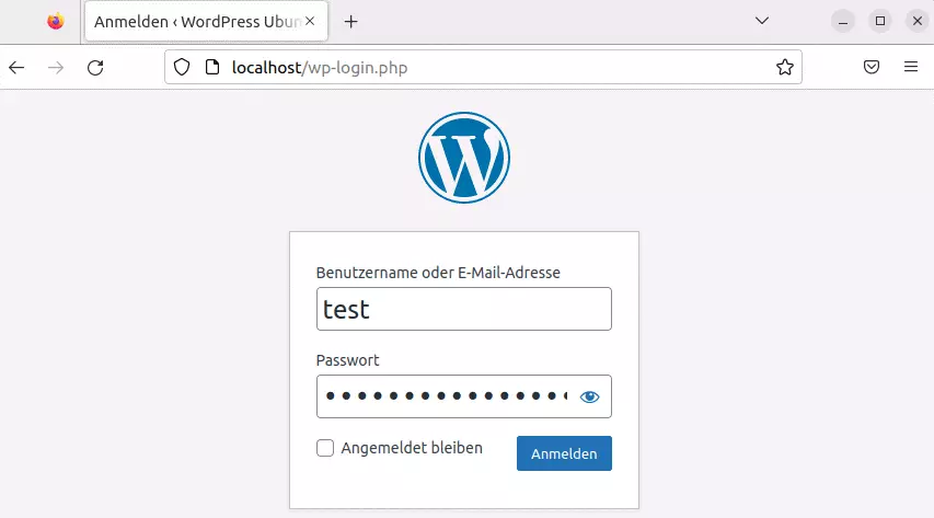 WordPress-Backend: Login-Seite