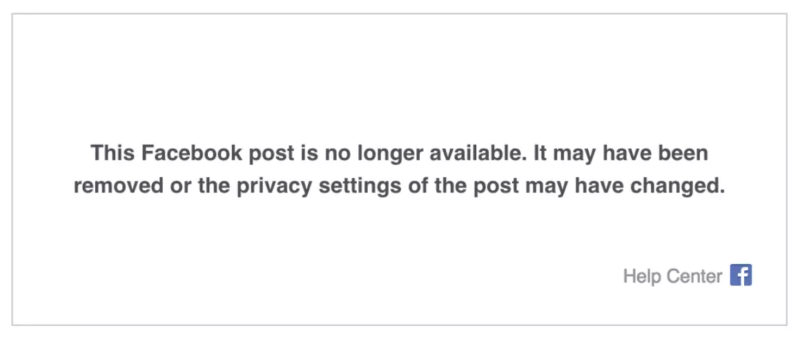 Facebook-Fehlermeldung: „Dieser Beitrag ist nicht länger verfügbar“