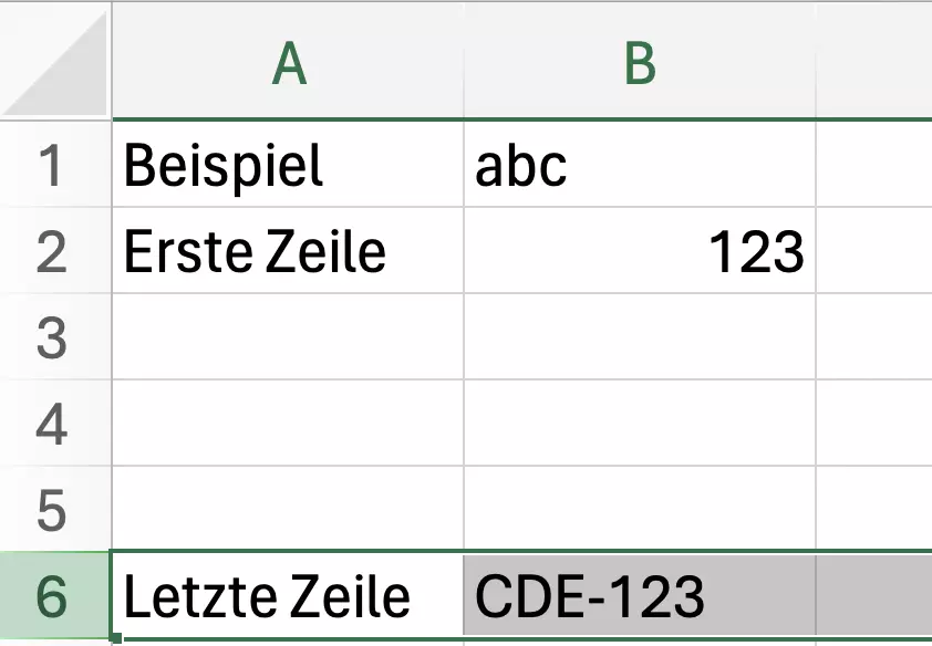 Excel: Zeile auswählen