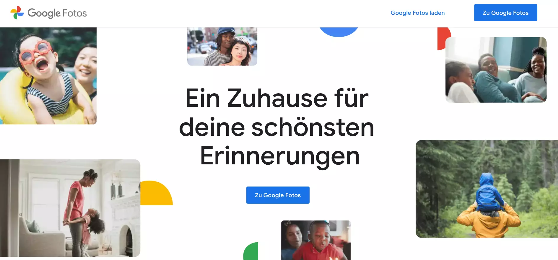 Screenshot der Vorstellungsseite von Google Fotos