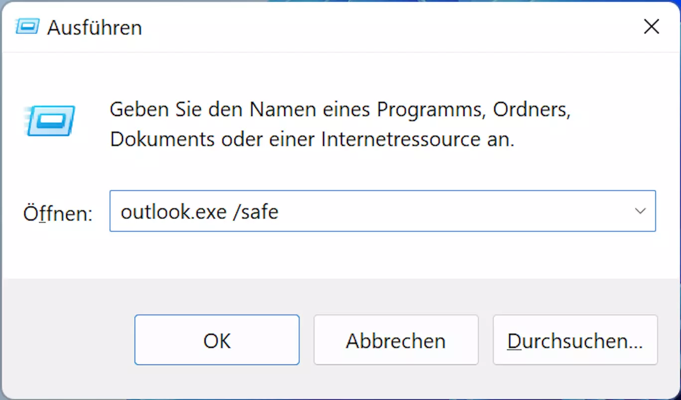 Den abgesicherten Modus durch dem Dialogfeld “Ausführen” starten