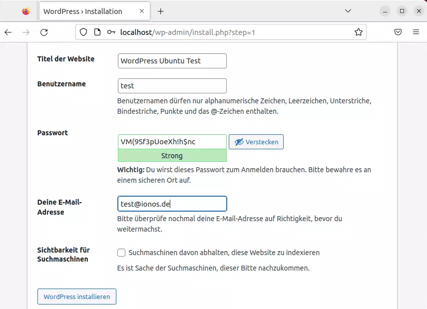 WordPress auf Ubuntu installieren: Einrichtungsassistent