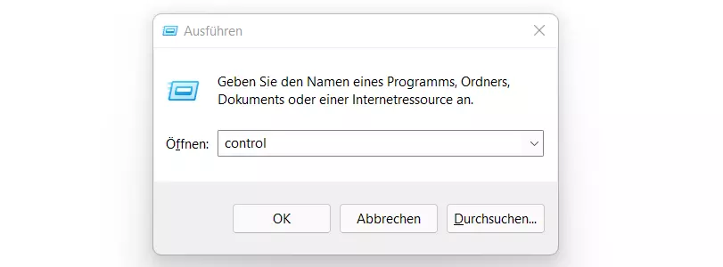 Windows 11: Ausführen von „control“