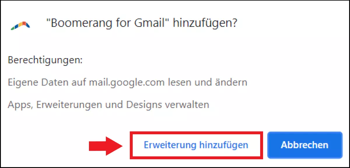 Bestätigen Sie Ihre Auswahl, indem Sie auf „Erweiterung hinzufügen“ klicken.