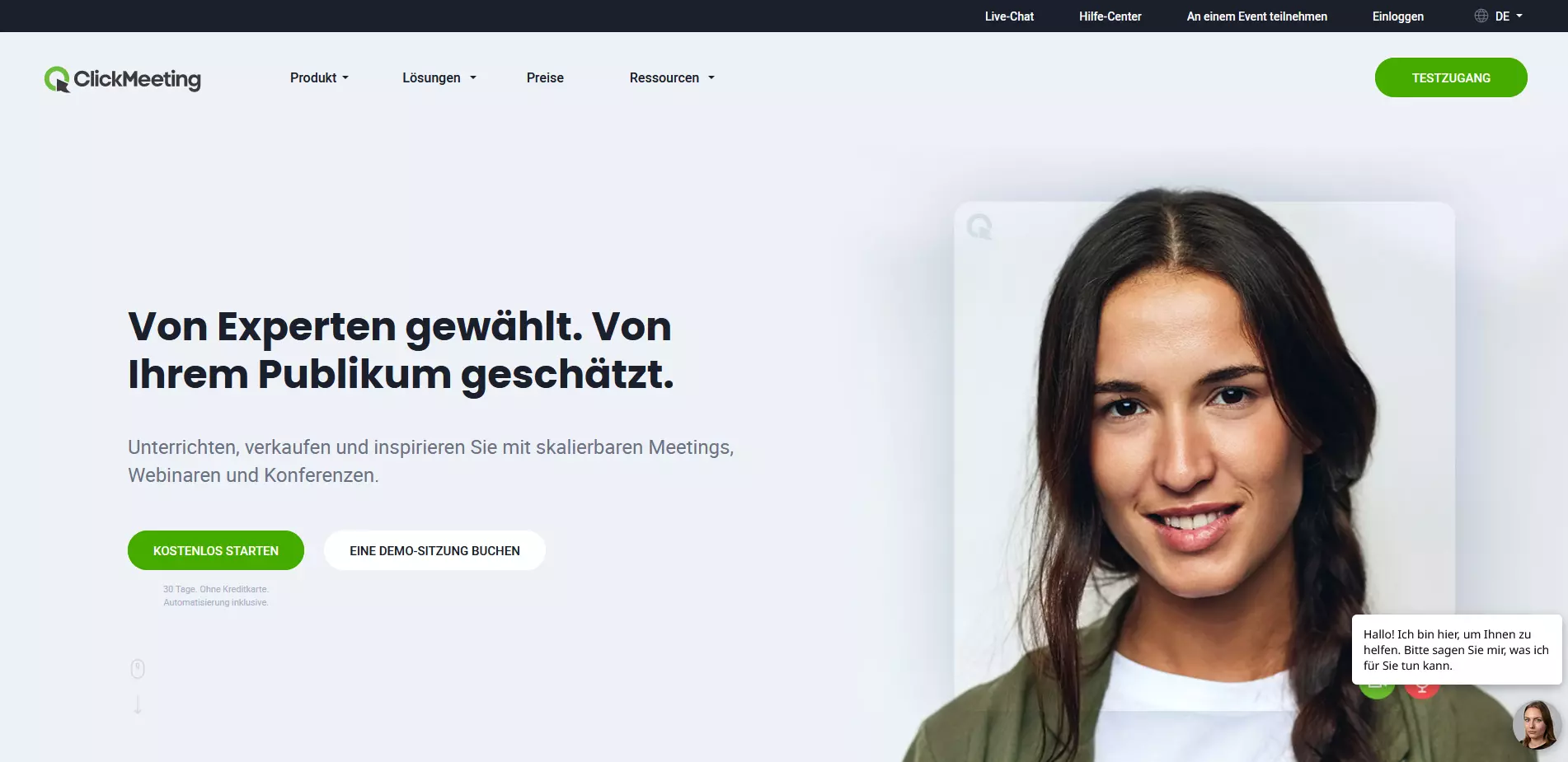 Homepage von ClickMeeting