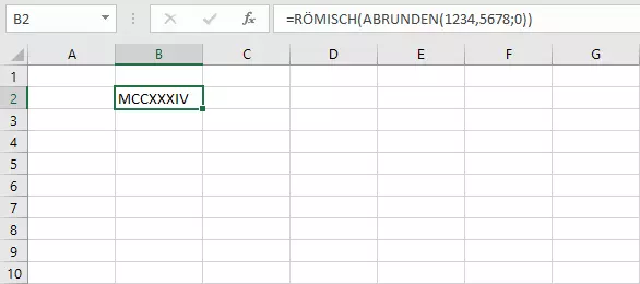 Kombination der Excel-Funktionen ABRUNDEN und RÖMISCH