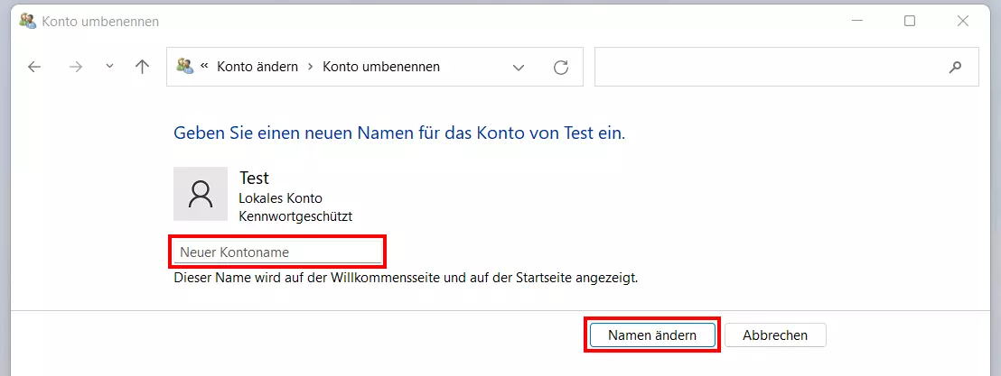 Windows 11: Benutzername ändern – Lokales Konto