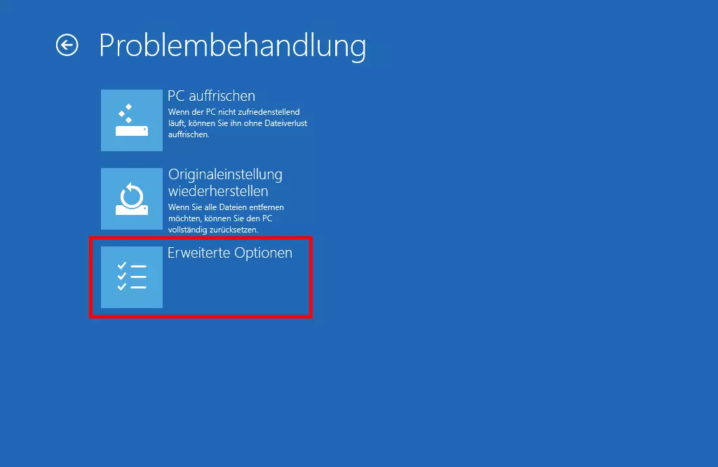 Windows 8 Systemwiederherstellung: Problembehandlung mit Optionen