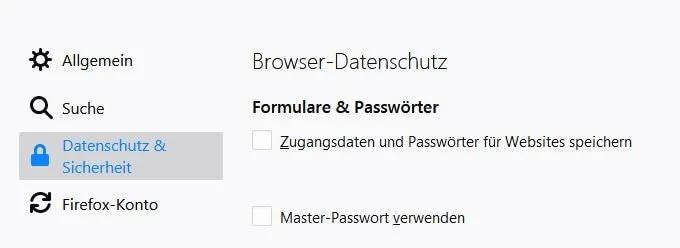 Firefox-Browser: Datenschutz & Sicherheit