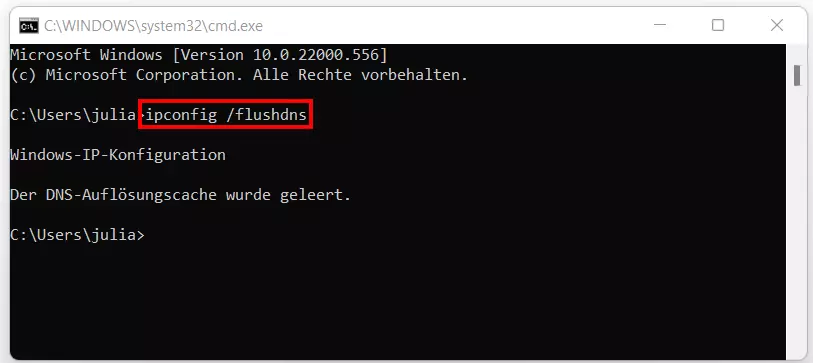 Windows 11: DNS-Cache löschen via Eingabeaufforderung