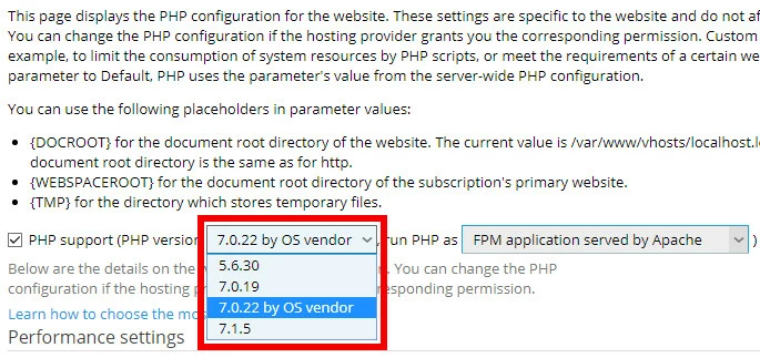 Verfügbare PHP-Versionen