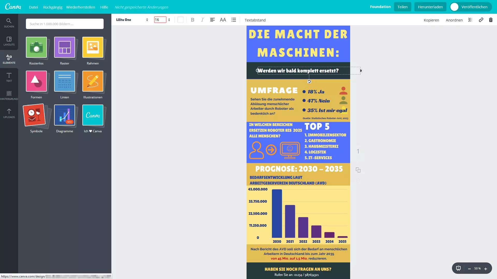 Benutzeroberfläche von Canva mit diversen Datenbanken