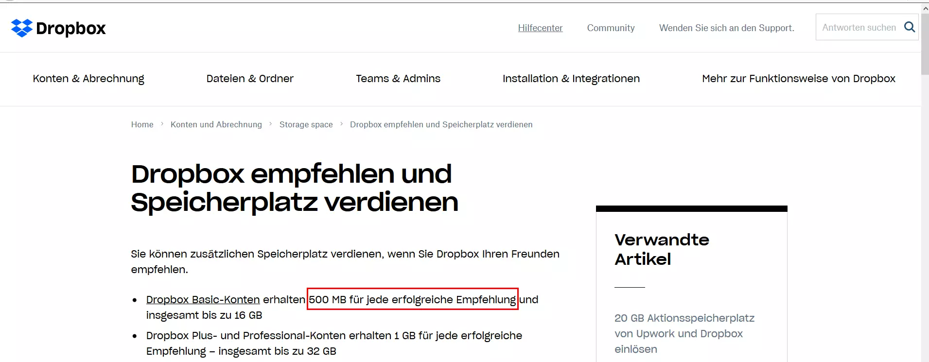 Empfehlungsmarketing Beispiel: Dropbox