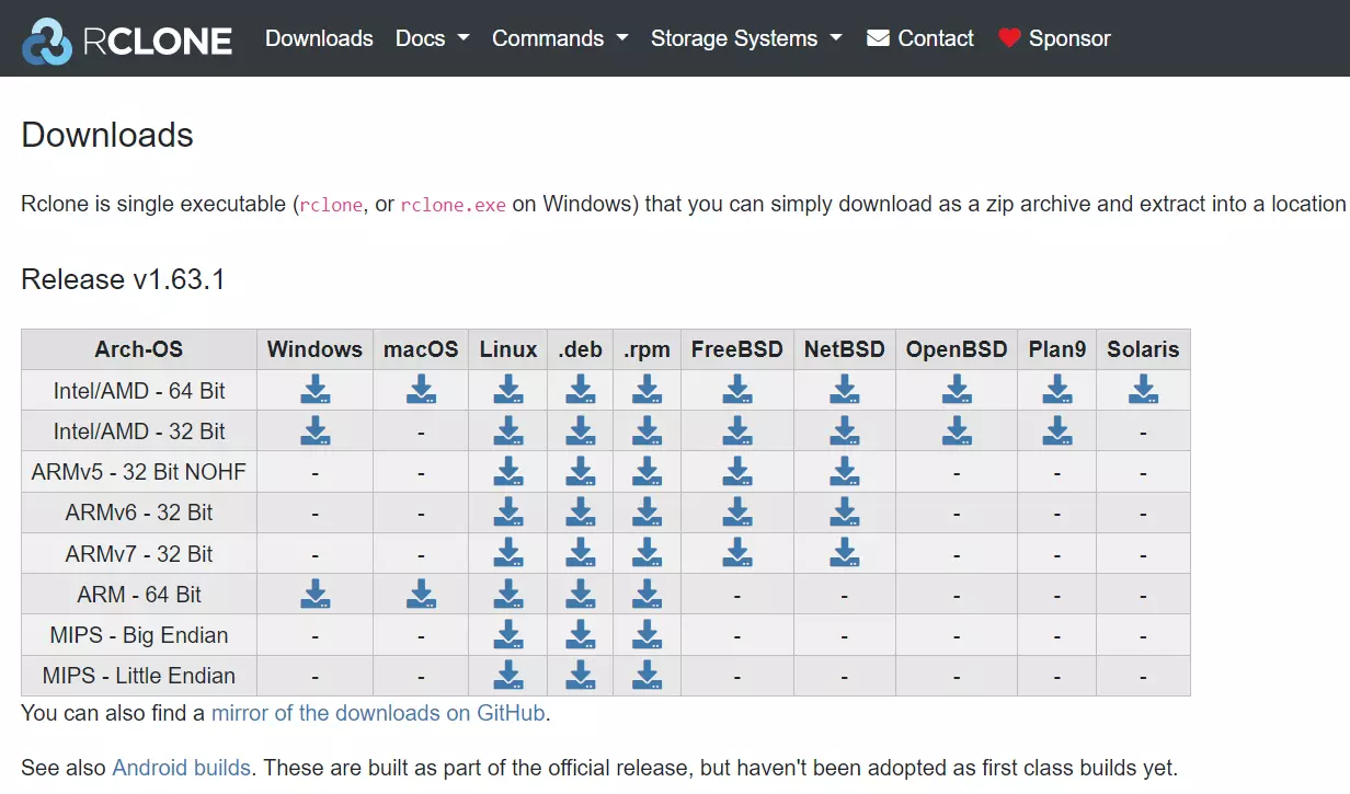 rclone-Downloadbereich