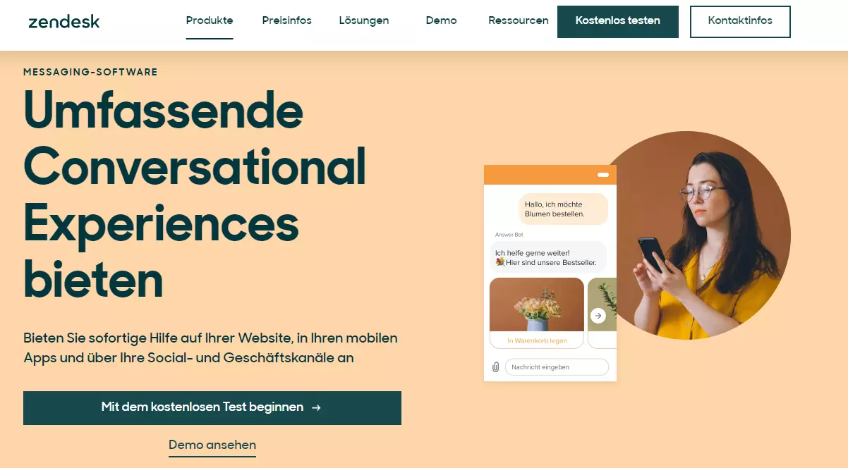 Screenshot von der Zendesk-Website