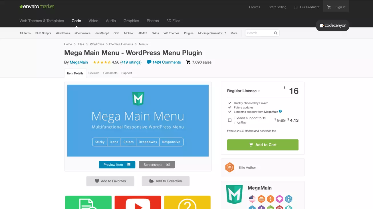 Mega Main Menu bei codecanyon