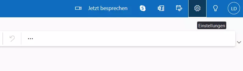 Outlook.com: „Einstellungen“-Icon