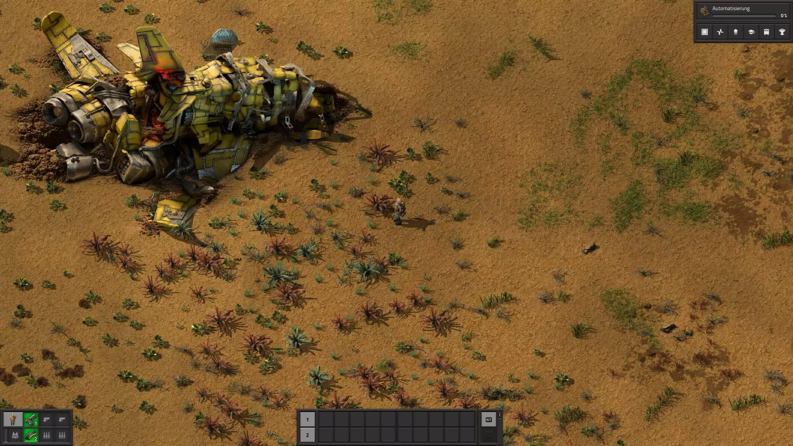 Screenshot aus Factorio: Spielbeginn