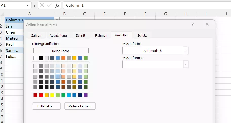 Optik der Excel-Dropdown-Liste bearbeiten