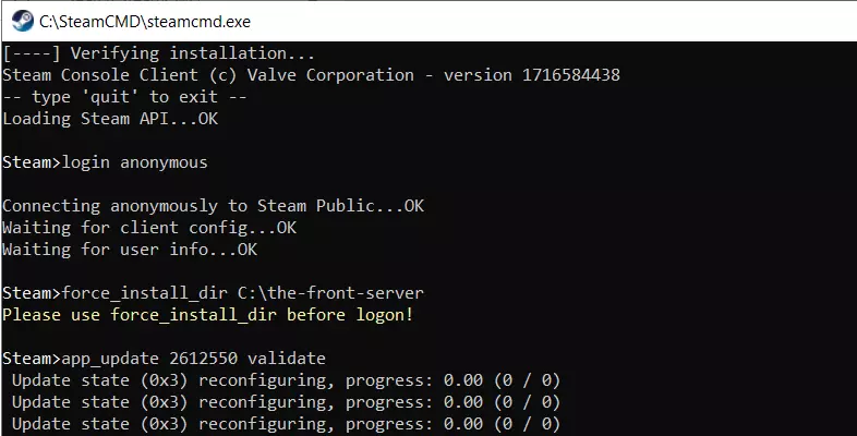 The Front: Server-Installation (SteamCMD)