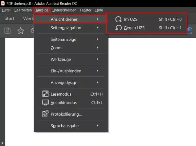 Adobe Acrobat Reader: Ansicht eines PDFs drehen